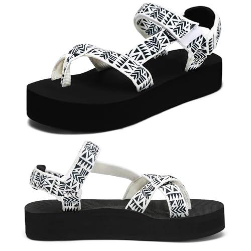 Image of Sport Walking Water Sandals for Women with Arch Support & Adjustable Straps Platform Sandals Women Height Increase