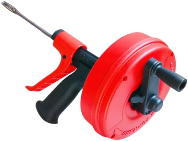 Generic Drain snake, Pipe snake with drill adapter, heavy-duty flexible sink drum auger and drain hydrolytic lock snake, Red