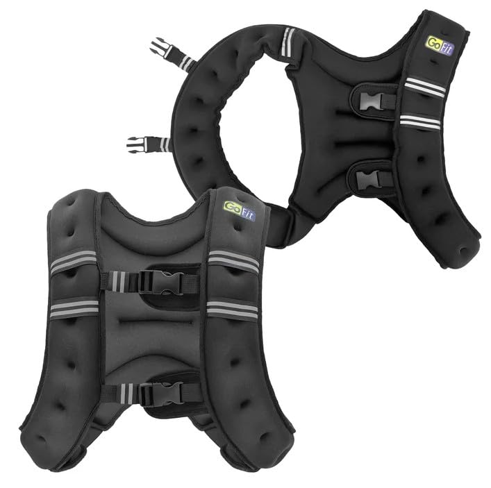 Image of GoFit Neoprene Weighted Vest for Men & Women, Even Weight Distribution, Padded Comfort Lining, Adjustable Heavy-Duty Buckle, Reflective Elastic Straps, Rear Mesh Pocket for Walking, Running & Resistance Training