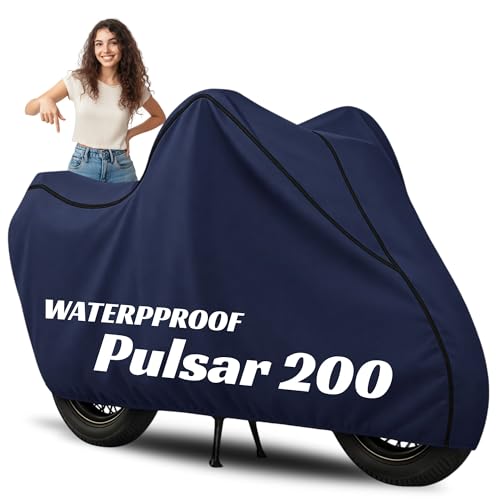 Image of 100% Waterproof Pulsar 200 Bike Cover | Polyester Body Cover for Rain & Sun | UV Protection, Dustproof, Scratch Resistant, Windproof, Heat Resistant, Vehicle Specific Fit (Blue)