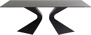 Kare Design Tisch Gloria, Schwarz, Rechteckiger Esstisch für 6-8 Personen, Gartentisch, Besprechungstisch, Tischplatte aus Keramik, Stahl, 200x100 cm (LxB)