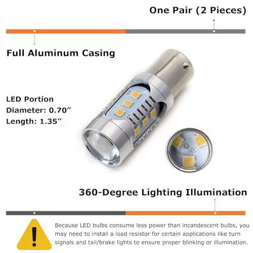 Repuesto LED iJDMTOY 1157 BAY15d Ámbar Super Brillante miniatura 2