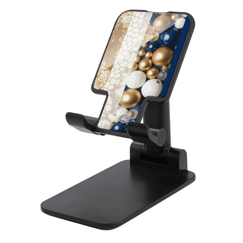 Support de téléphone pliable et réglable pour iPhone et Android en bleu blanc doré