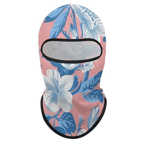 Balaclava para hombre, máscara para esquiar para mujer con flores blancas y azules, cubre rostro completo para ciclismo