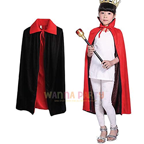 Image of Wanna Party Halloween Kids Vampire Reversible Cape, Devil Cloak for Wizard and Witch Costume, Costume Accessories for Dress Up, Cosplay, Halloween Parties, Trick or Treat, Themed Roleplay Outfit