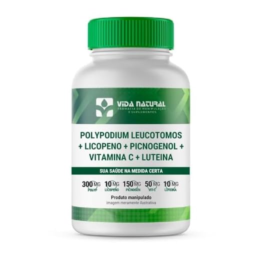 Polypodium Leucotomos 300mg + Licopeno 10mg + Picnogenol 150mg + Vitamina C 50mg + Luteina 10mg 90 Cápsulas