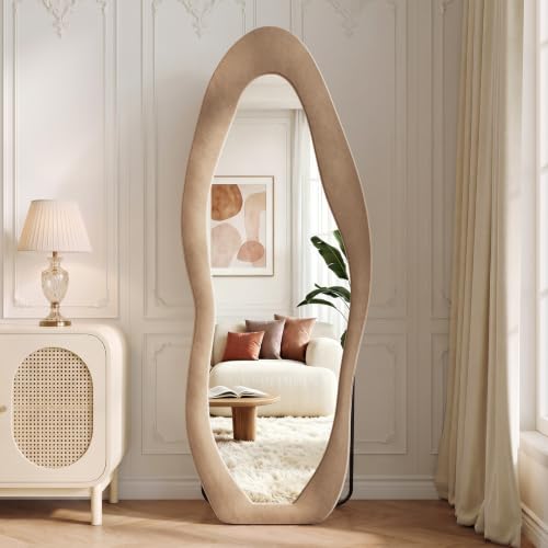 Image of Koonmi Full Length Mirror 71 inchx30 inch, Irregular Flannel Floor Mirrors