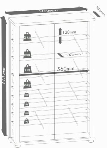 Miniatura 6 de Vcm Vitrosa Mini Núcleo De Pared Gabinete Sin Iluminación Led, Nogal