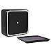 MyGift Modern Black Ceramic Square Indoor Small Planter, Flower Succulent Plant Pot with Drainage Hole and Removable Drip Tray
