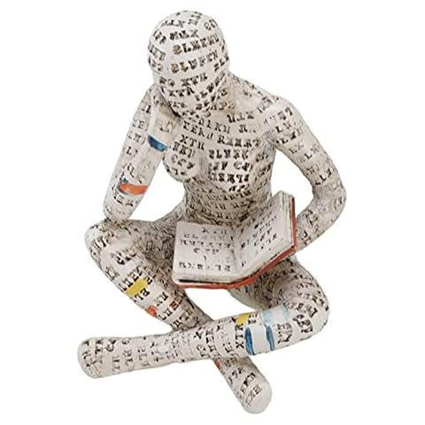 AUHX Estatuilla de decoración de Estante, Figura Femenina de Resina de Lectura Cover