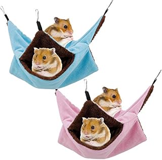 Veraing 2Pcs Rat Hammock Pet Cage Hammock Hanging Bed Guinea Pigs Nap Sack Hamster Chinchilla Hideout Warm Hammock for Small Animals