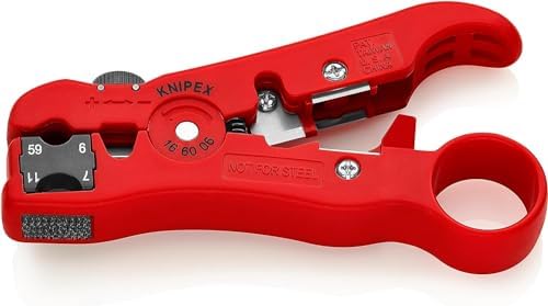KNIPEX 16 60 06 SB Stripping Tool for Coaxial and Data Cables 125 mm in Self-Service Packaging