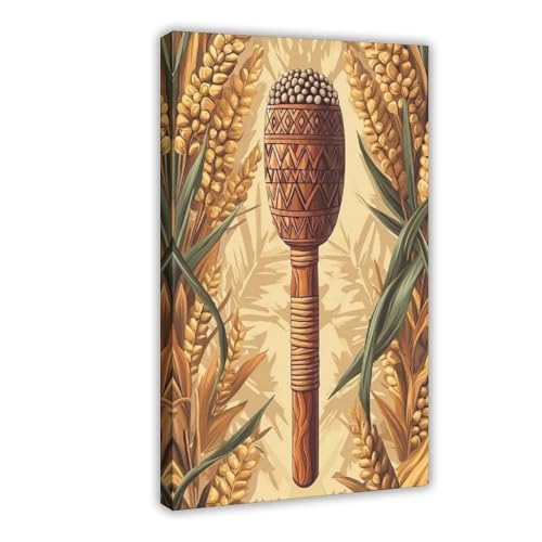 Tarahumara hochet sur toile : le cadeau artistique idéal pour une décoration de bureau moderne