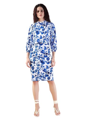 Image of PURVAJA Women's Puff Sleeve Midi Printed Co-Ords