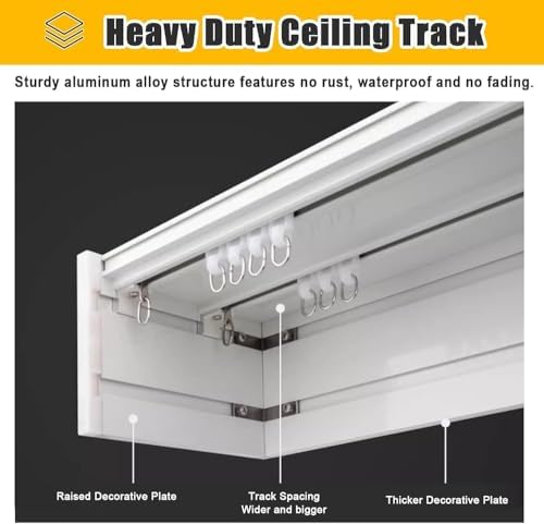 Double Rails Curtain Track System - Modern Home Decor Solution, Easy Install Drapery Hardware, Stylish Alternative to Traditional Curtain Rods for Elegant Interiors