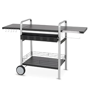 tepro Universal BBQ-Tisch, Grillwagen / Grilltisch Outdoor, Klappbar, Maße ca. 150,5 x 59,5 x 97,5 cm, Schwarz / Silber