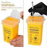 ATOMUS 2pcs 1L Yellow Tattoo Plastic Sharp Container Box Sharps Containers Needle Destruction Waste Bin Needle Disposal Bin with Lid for Tattoo Eyebrow Blade - Image 5