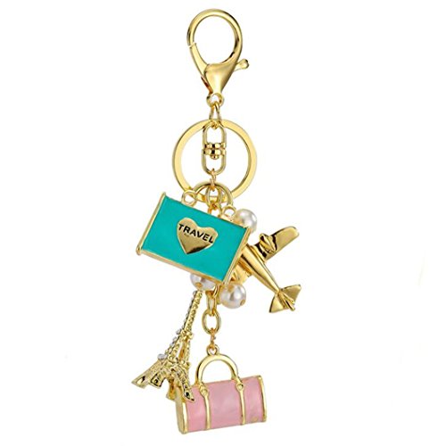 Lady Gift Rhinestone Travel Crystal Keychain Car Key Chain Purse Pendant Handbag Charm Sweater Chain
