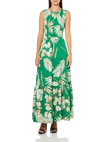 Robe fluide Anne Klein pour femme avec taille smockée et jupe étagée légère