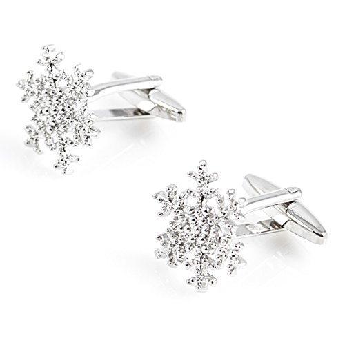 Mrcuff Snowflake Fancy Winter Christmas Pair Of Cufflinks In A Presentation Gift Box & Polishing Cloth #TOP6