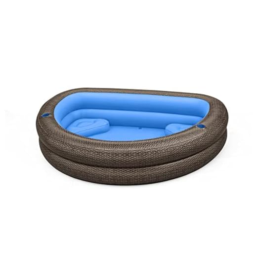 H2OGO! TruPrint Wicker 7'7" x 70" x 21" Inflatable Family Pool | Blow Up Swimming Pool for Kids and Adults | Includes 2 Cushioned Seats and Built-in Cup Holders