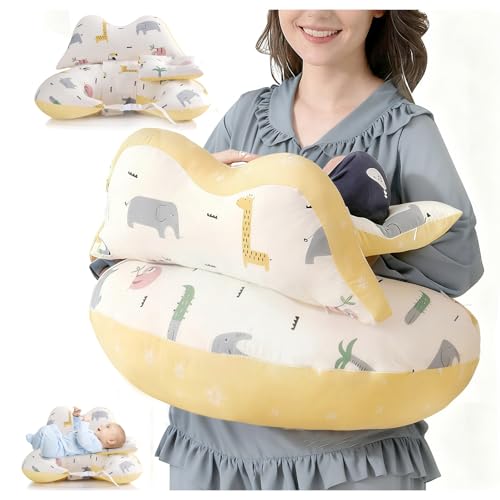 Nastopee Cojín de Lactancia con Borde de Seguridad – cojin Lactancia ergonómico de Lactancia y Lactancia con Correa Ajustable y Funda de algodón extraíble, Animal y Bosque