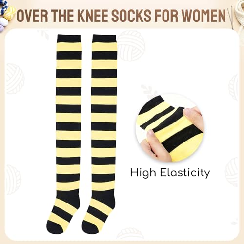 Image of Zmart Women's Striped Thigh High Socks - Long Over the Knee Socks for Teens and Women