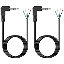 Fancasee 2-Pack 6FT 3.5mm 1/8 to Speaker Wire TRRS Stereo Right Angle Male Plug to Bare Wire Pigtail 3.5mm Jack Connector Adapter Repair Audio Cable for Microphone Headphone Headset Earphone Speaker