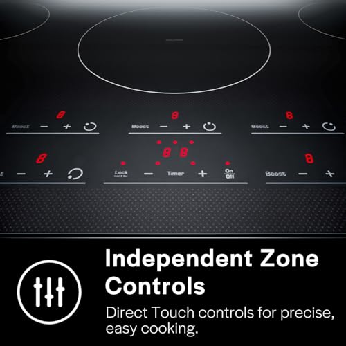 Image of Empava Ease 36 inch Induction Cooktop 5 Burner, Drop-in, Hardwired | cTUVus Certification, 9 Power Levels, Power Boost, 1-99 Min Timer, Pan Sensor, Safety lock, Easy-clean Glass, 9800W