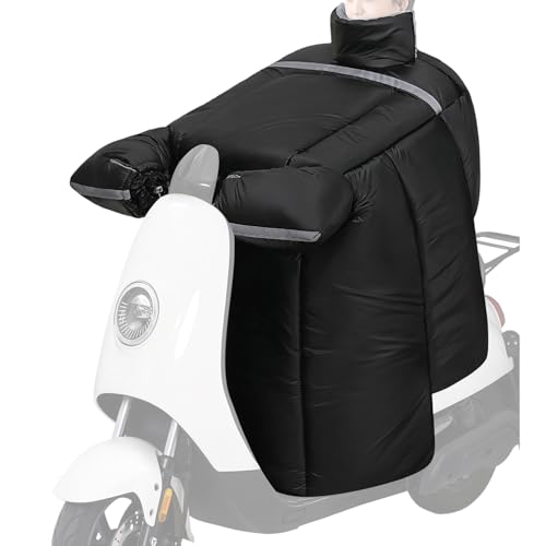 スクーター レッグ カバー,防水 厚手 ブランケット,プラッシュ ライニング バイク 冬用 レッグ カバー グローブ 付き | 女性用 スクーター 冬季 アウトドア ライディング 膝 と 胸 の 保護