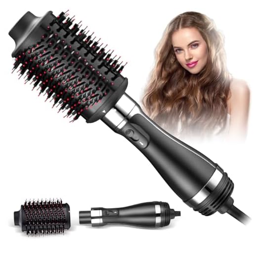 Journeyside Spazzola Asciugacapelli per Capelli, 4-IN-1 Spazzola ad Aria Calda Professionale,One-Step Spazzola Asciugacapelli e Volumizzante con 3 Temp, per Asciuga, Liscia e Volumizza, Nero