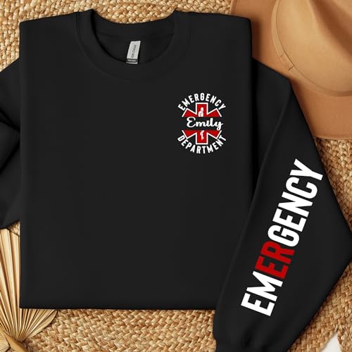 Custom ER Sweatshirt, Emergency Department Shirt, ER Sweater, Personalized ED Nurse Sweater, Emergency Room Tech Gift, Er Nurse Valentine's Day2