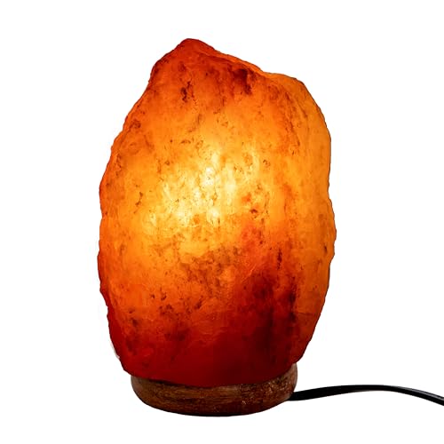 Fisura - Salt Range Pakistan Lamp. Gewicht von 2 bis 3 kg, mit Holzbasis, Kabel und 15W Glühbirne. Entspannende Lampe für Schreibtisch und Nachttisch. Originelles Geschenk, Rosa