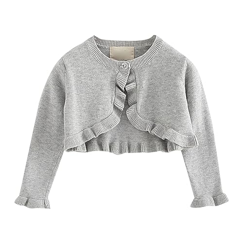 Girls' Long Sleeve Knitted Cardigan Kids Button Closure Ruffle Cropped Jacket Tops Birthday 𝐏𝐚𝐫𝐭𝐲 Coat