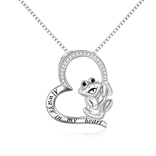 AXELUNA Collier grenouille pour femme en argent sterling S925 avec pendentif en forme de grenouille - Cadeau pour maman, fille, anniversaire, Argent sterling, En argent...