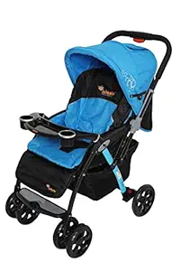 D'zire Baby Stroller - Comfort and Safety for Your Little One, 3 Point Safety Harness, Super Suspension, 3 level adjustable seat, Removable food tray | Quick one hand - (BLUE)