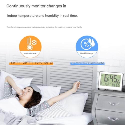 Reloj despertador digital con higrómetro y retroiluminación para mesa o pared 4