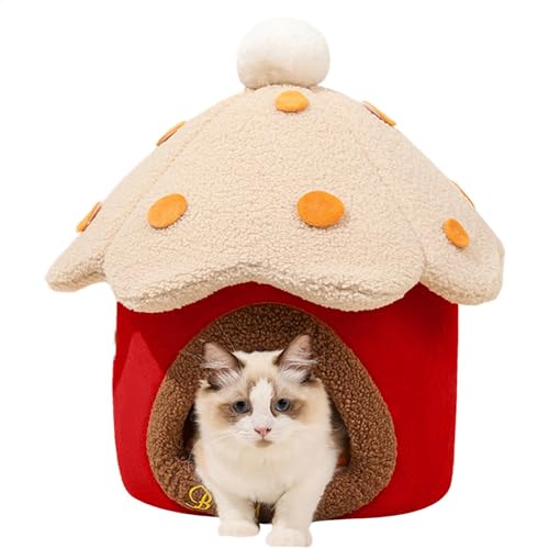 Niche pour chat lavable lit chaud champignon d'intérieur