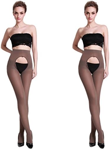 Women's Tights Opaque Open Crotch Pantyhose 120 Denier (2 Brown)