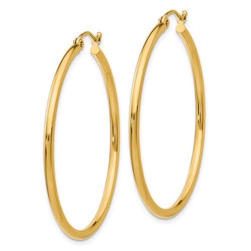 Image of 14K Gold Classic Real Hoop Earrings, (2mm Tube)