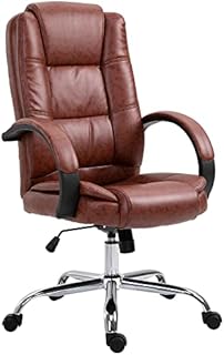 Vinsetto High Back Executive Office Chair, PU Leather Swivel Chair with Padded Armrests, Adjustable Height, Tilt Function, Brown