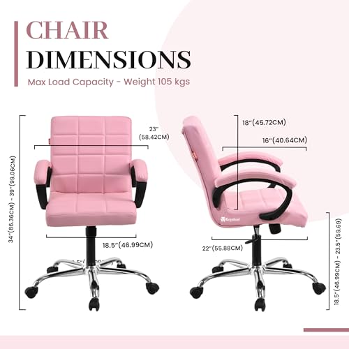 Image of GOYALSON Comfortable Revolving Office Chair Adjustable Swivel Chair with Padded Seat & Backrest for Home Office (1, Pink, Standard)