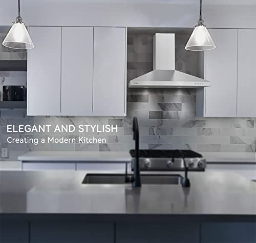 Hermitlux Range Hood 30 Inch Stainless Steel, Wall Mount Vent Hood For Kitchen With Charcoal Filter, Range Hoods With Ducted/Ductless Convertible #TOP6