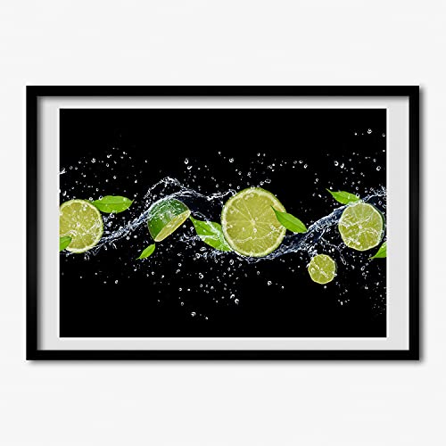 Cadre en Bois Moderne Tulup 70x50 Peinture Limes Et Eau Finition Premium pour Salon Élégant