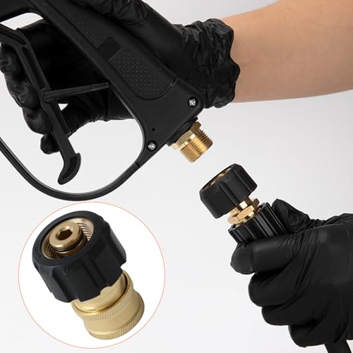 Pressure Washer Gun Adapter, M22 Female to 1/4 Pressure Washer Adapter 3/8 Inch Socket to M22 14mm Metric Quick Connect Plug Brass Internal Thread Hose Pipe Connecting Parts for Washer Gun and Hose 6 Pressure Washer Gun Adapter, M22 Female to 1/4 Pressure Washer Adapter 3/8 Inch Socket to M22 14mm Metric Quick Connect Plug Brass Internal Thread Hose Pipe Connecting Parts for Washer Gun and Hose - Image 6