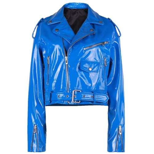 Autumn Shiny Black Patent Leather Jacket Women Oversized Real Leather