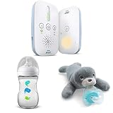 Philips Avent Audio-Babyphone SCD503/26 Geschenk - Set mit Natural Flasche Wal - Design und Schnullertier Robbe