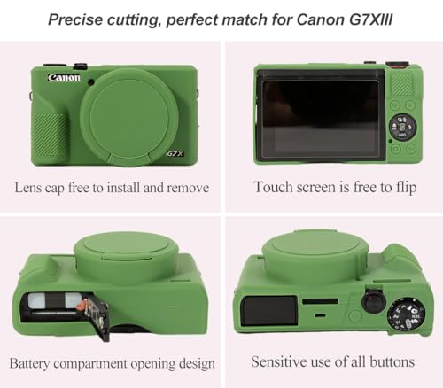 Funda de silicona para cámara Canon G7X Mark III verde miniatura 3
