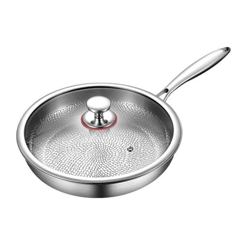 Titanium Pan with Lid, Titanium Hammered Pan Pro, Non-Stick, Fast and Even Heating, Compatible with All Cooktops (26cm/10.23in)