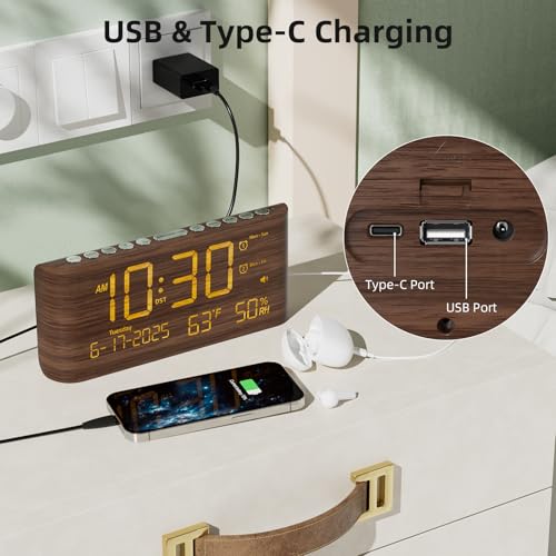 Raynic Digital Alarm Clock, 8.7" Large LED Display, Dual Alarms for Bedroom - Image 4